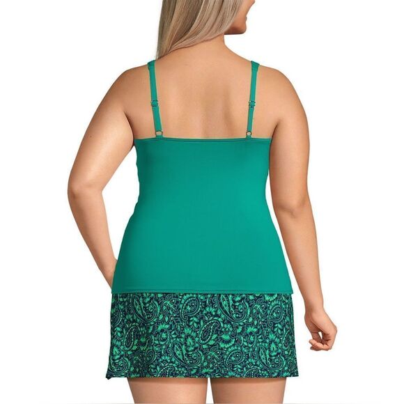 Land's End Plus Size underwire V-neck wrap tankini top Island emerald Various - Picture 3 of 5